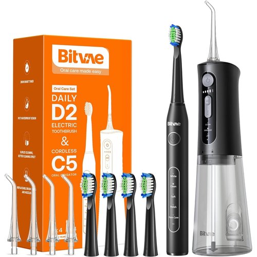 Bitvae Water Dental Flosser Teeth Picks - Cordless Water Flosser for Teeth - 5 Modes Sonic Electric Toothbrush,Upgraded Water Dental flosser Pick