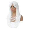 SWACC Long Layered Straight Wig with Bangs Synthetic Hair Wig for Women with Wig Cap (White)