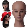 NEWSHAIR Bald Female Mannequin Head with Eyelash Training Head Wig Head Professional Cosmetology for Wig Making and Display Hat Helmet Glasses or Masks Display Head Model with Free T-Pins (Dark Brown)