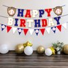 Happy Birthday Banner for Baseball Birthday Decorations, Sports Theme Birthday Party Supplies, Baseball Pennant Bunting Party Supplies for Boys (Red White and Blue)