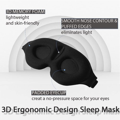 Eye Mask for Lash Extensions, Eyelash Sleeping Mask for Extensions, 3D Sleeping Mask for Women Men with Adjustable Strap Ear Plugs, Sleep Mask for Lash Extensions for Nap Travel Night
