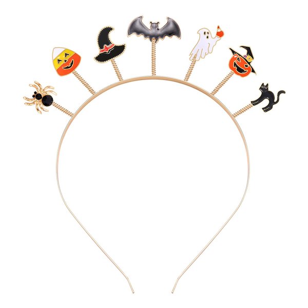 HEIDKRUEGER Rhinestone Halloween Headband Halloween Charm Hairband Orange Black Letter Decor Halloween Costume Headband for Women Halloween Cosplay Party Hair Tiara Hair Accessories Supplies