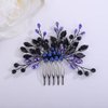 Teyglen Bridal Crystal Hair Comb Black Rhinestone Pearl Wedding Hair Comb Hair Accessories for Bride Wedding Headpiece Boho Crystal Hair Piece for Women Girls (Black 2)