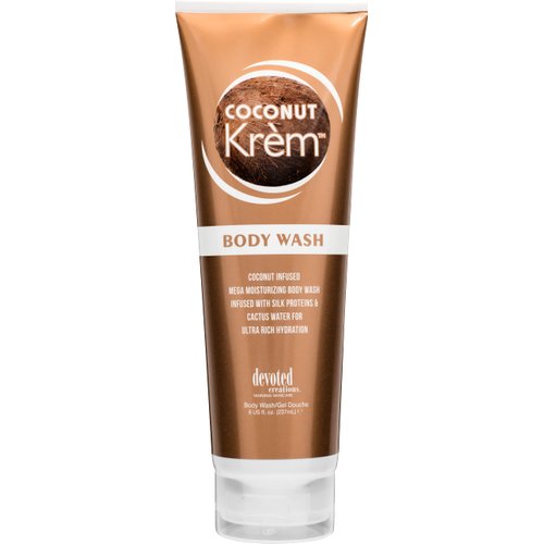 Devoted Creations Coconut Krem Body Wash – Coconut Infused Mega Moisturizing Body Wash with Silk Proteins and Cactus Water for Ultra Rich Hydration – 8 oz.