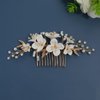 New Soft Material Polymer Clay White Flower Wedding Hair Accessories for Women Handmade Pearl Gold Wedding Hair Comb Bridal Jewelry