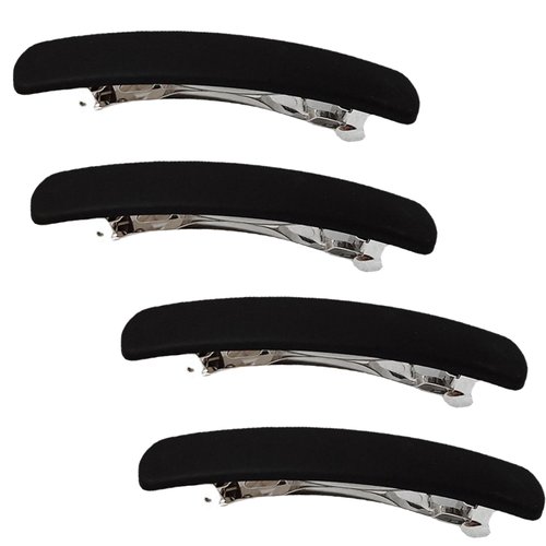 4 Pack Matte French Hair Barrettes Flat Hair Clips For Thick,Kinky,Curly,Voluminous Hair Strong Hold Hair Clips Cute Hair Styling Clips Ponytail Metal Hair Clasps Accessories for Women Girls (Black)