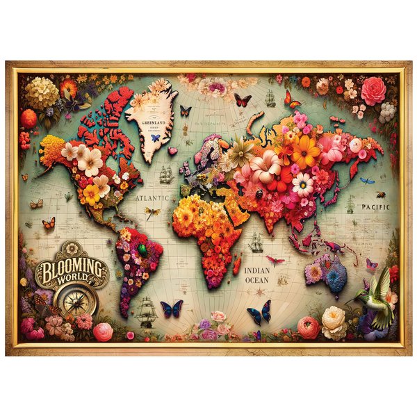 WOODEN.CITY Wooden Puzzle 1000 Pieces for Adults - Colorful Map - Made in EU