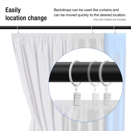 LimoStudio [Set of 5] White Metal Ring Clips for Studio Backdrop Background, Compatible with Backdrop Stands, Background Support Stand, Curtain Ring, Drapery Ring Clip, AGG3357