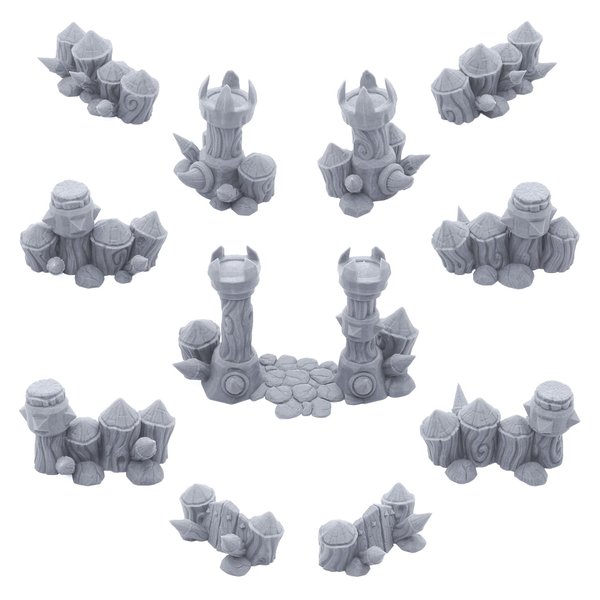 EnderToys Orc Camp Barricades by Makers Anvil, 3D Printed Tabletop RPG Scenery and Wargame Terrain for 28mm Miniatures