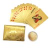 Rich Life Style Bitcoin Waterproof Gold Playing Cards with Commemorative Bitcoin Encased in Protective Plastic