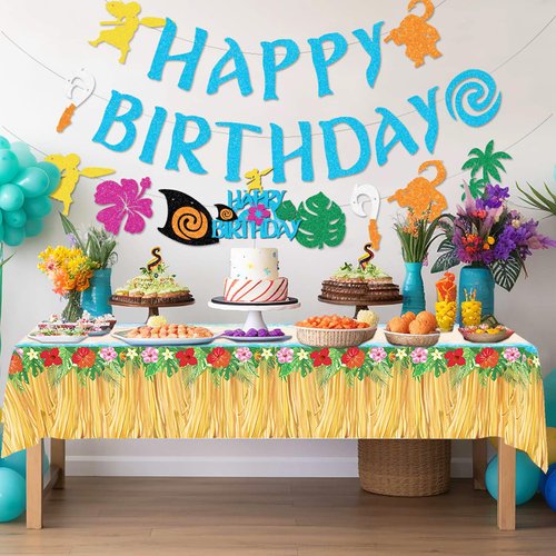 INACORN Moana Birthday Decorations Set - Moana Cake Topper, Banner, and Table cloth - Perfect Beach Party Decorations for Baby Moana Themed Birthday