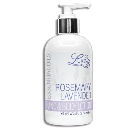 Vegan Hand & Body Lotion for Dry Skin with Jojoba Oil & Vitamin E, Non-Greasy, Phthalate/Sulfate/Paraben-Free, Cruelty-Free, Good for Daily Use, 8 oz (Rosemary Lavender)