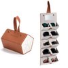 Menoeceus Sunglasses Organizer Case Travel Glasses Case Multiple Pairs Eyeglasses Storage Holder Box 5 Slot for Women Men (Brown+Gray)