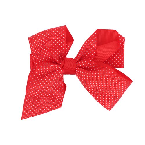 6 Inch Grosgrain Hair Bow Hair Clip for Girls - Red Polka Dots