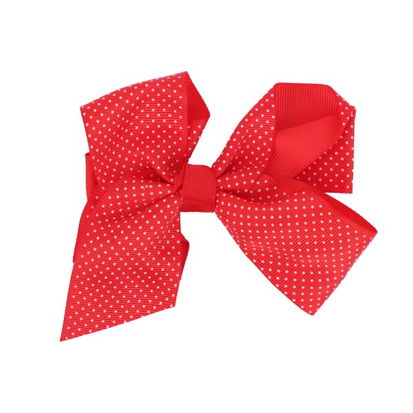 6 Inch Grosgrain Hair Bow Hair Clip for Girls - Red Polka Dots