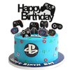 DIADARL Video Game Cake Topper Video Game Birthday Cake Topper Glitter Blue Game Controller Happy Birthday Cake Topper Birthday Party Supplies for Game Fans, Kids and Men(11Pcs)