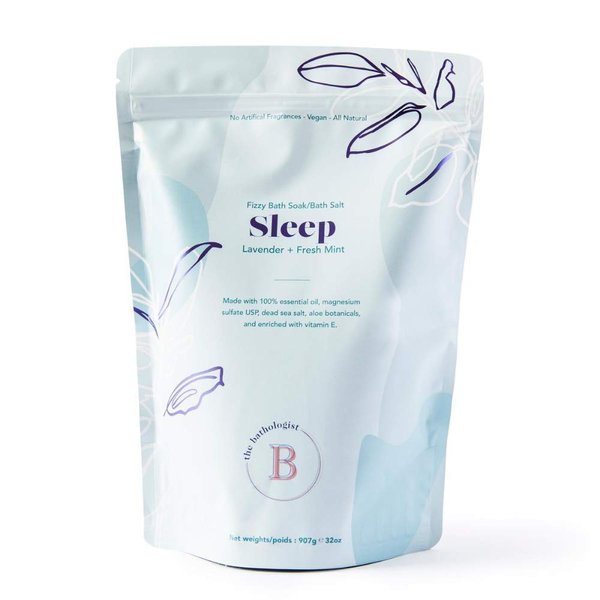 Sleep Lavender + Fresh Mint Bath Salts made with 100% Natural Essential Oils - 2lb bag (good for 10+ baths)