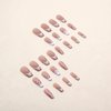 MISUD Press on Nails Long Coffin Fake Nails Glossy Glue on Nails Pink Acrylic Nails Ballerina Artificial Nails Bling Glitter French Tip Stick on False Nails with Desgin 24 pcs