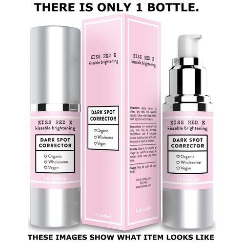Kiss Red E Dark Spot Remover Corrector Cream for Face and Body. Men and Women Made in USA Hyaluronic-Acid, Green Tea Extract 1 OZ