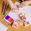 Melissa & Doug Wooden Stamp Set: Friendship - 9 Stamps, 5 Colored Pencils, and 2-Color Stamp Pad