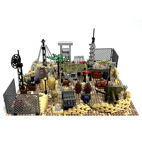 Thcbme Military Base Building Blocks Set 399 Pcs, Army Base, WW2 Desert Military Building Toys, Compatible with Lego 6254100 Building Accessory