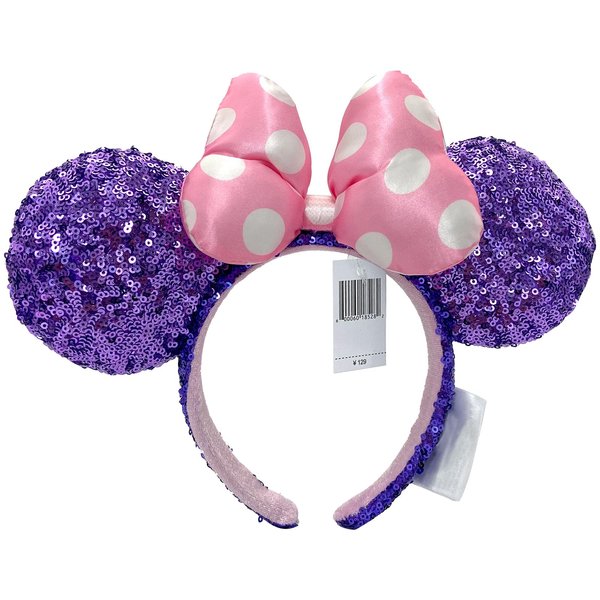Mouse Ear Bow Headbands,Purple Sequins Pink Polka Dot Bow Hairbands Hair Accessories,Glitter Valentines Day Party Christmas Halloween Princess Decoration Cosplay Costume for Girls Women