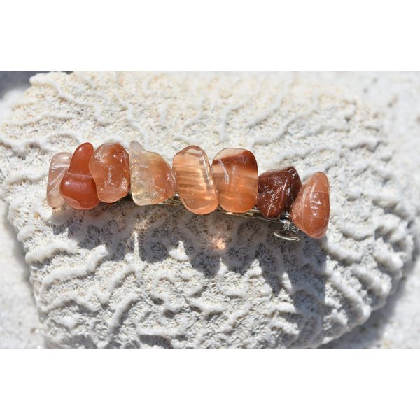 Red Quartz Stone French Barrette Hair Clip
