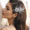 Brides Wedding Flower Hair Clips, Crystal Flower Hair Clips French Rhinestone Barrettes, Pearl Flower Hair Pins Hair Accessories for Women Girls Bridesmaids
