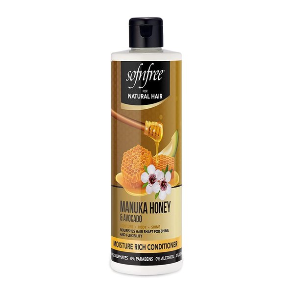 Sofn’free Moisture Rich Conditioner with Manuka Honey & Avocado Natural Hair Butter and Hair Moisturizer for Coily & Curly Hair - 11.83 Fl Oz (Pack of 1)