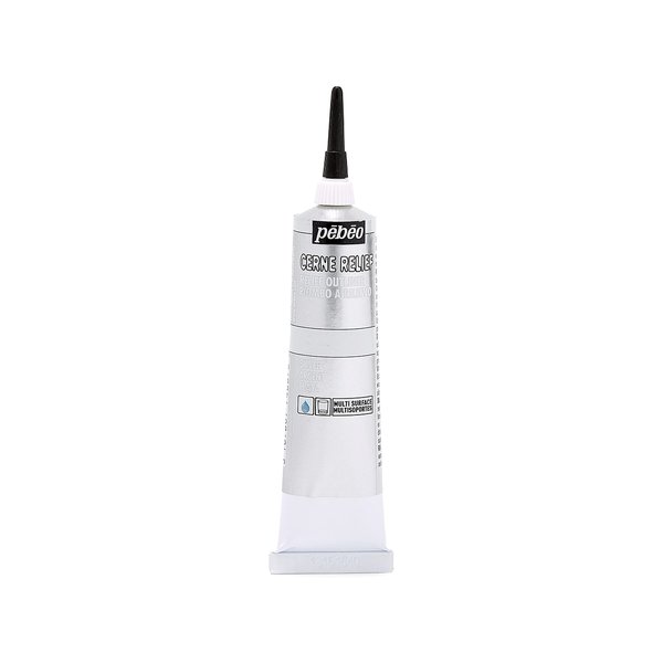 Pebeo Vitrail, Cerne Relief Dimensional Paint, 37 ml Tube with Nozzle - Silver, 1.2 Fl Oz (Pack of 1)
