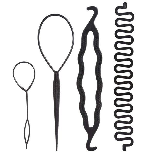 ANGGREK 4/9PCS Hair Bun Maker Braiding Styling Disk Tools DIY Accessories 3Types(4PCS)