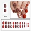 Square Press on Nails Short Fall Fake Nails Matte Autumn False Nails with Maple Leaf Designs Cute Acrylic Nails Press ons Fall Leaf Glue on Nails Reusable Stick on Nails for Women Girls 24Pcs