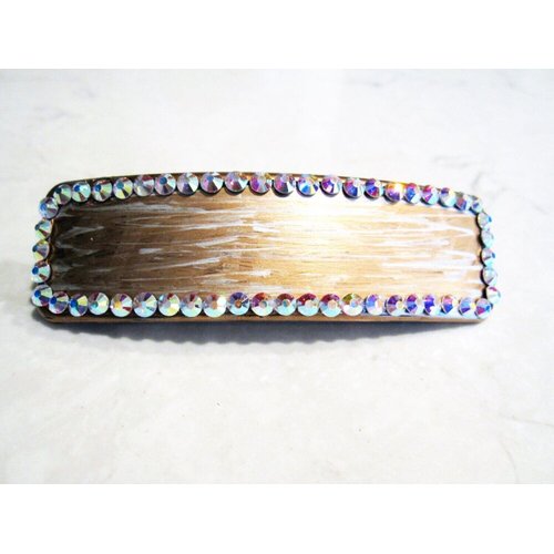 Metallic gold and silver hand painted crystal hair clip clamp barrette