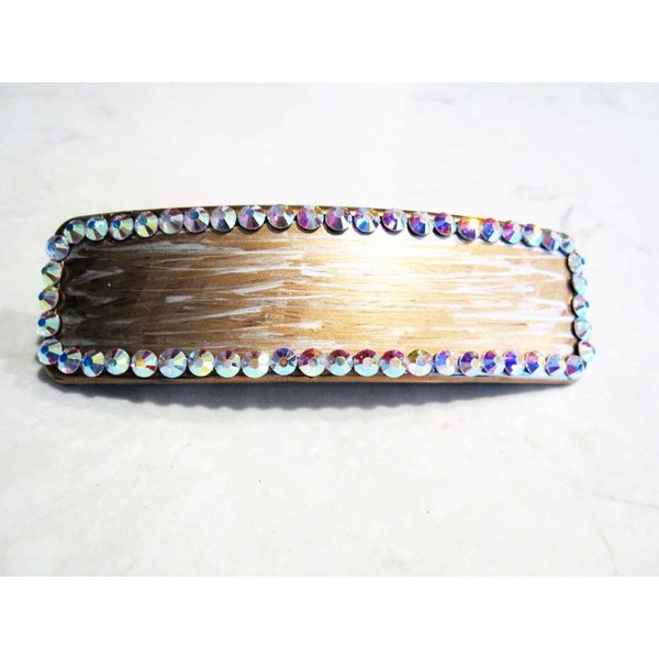Metallic gold and silver hand painted crystal hair clip clamp barrette