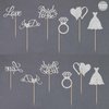 Gexolenu 24 Pcs Bride To Be Cupcake Toppers Silver Glitter Double-Sided I Do Love Heart Diamond Ring Cupcake Picks Decorations For Bridal Shower Wedding Engagement Party Supplies