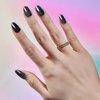 GLAMERMAID Black Jelly Press on Nails Short- Handmade Gel Nails, Black Glitter Fake Nails Oval Shape Galaxy Acrylic False Nail Kits Stick Glue on Nails Sets Reusable Nails for Women Girl Gift