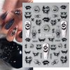 7 Sheets Halloween Skull Nail Art Stickers Scream Ghost Eyes Exquisite 5D Embossed Self-Adhesive Nail Decals Skeleton Clown Design Nail Supplies Spider Nail Art Accessories for Women DIY Decorations