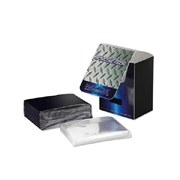 MAX PRO Shuffle-Tech Premium Bundle Pack - Deck Box + 100 Black Gloss Finish Sleeves and 100 Sleeves Double SLEEVING KIT (fits Magic / MTG Cards)