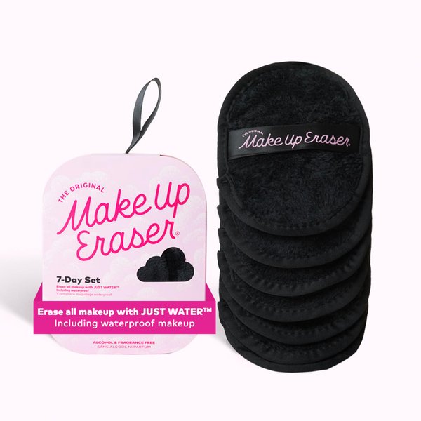 The Original MakeUp Eraser, 7-Day Set, Erase All Makeup With Just Water, Including Waterproof Mascara, Eyeliner, Foundation, Lipstick, Sunscreen, and More Chic Black, 7ct.