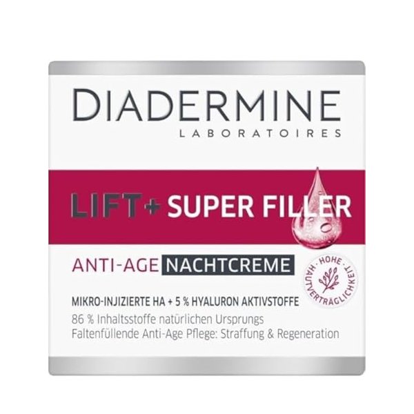 Diadermine Lift + Superfiller Hyaluron Anti-Age Night Cream - 1.76 Fl.oz (50 ml)