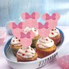 Rsstarxi 36 Pack Glitter Mouse Birthday Cupcake Toppers with Pink Bow Mouse Cupcake Picks Decorations for Baby Shower Wedding Kids Birthday Party Cake Decorations Pink
