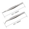 VictorsHome 5-1/2 Inch Stainless Steel Tweezers with Straight and Curved Serrated Tip Multipurpose Forceps for Craft Repairing 2 Pack