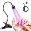 UV Nail Lamp LED Light for Gel Nails, BORNBYME 3W Portable Goose Neck UV Light with Fixed Clip USB Charge for Nail Salon Home Lamp for Gel X Nails, Black