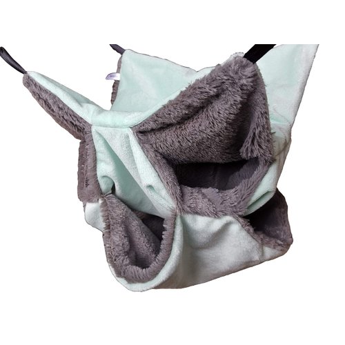 Vedem Small Animals Warm Plush Triple Bunkbed Cage Hanging Hammock Bed Hideout for Sugar Glider Ferret Squirrel (Mint)