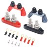 Recoil S2P-38 Busbar Dual 3/8” Studs Terminal Power Distribution Block with Ring Terminals Pair Red & Black