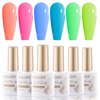Gellen Neon Gel Nail Polish Kit Vibrant Purple Green Soak Off Gel Nail Yellow Nail Art Design Nails Manicure Uv Led Lamp Cured Bright Nail Polish Starter Kit Salon DIY Gel Colors For Nails