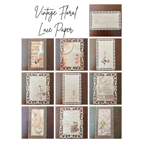 XERE 20 PCS Brown Lace Paper Scrapbook Supplies, Aesthetic Cute Vintage Decor for Photo Album, Sketch Book, Gratitude Journal Notebook, Scrapbook Album, Diary, Bullet Journal Rectangle Paper Lace