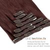 Caliee Clip in Human Hair Extensions Burgundy Wine Red 99J Hair Straight Real Human Hair Extensions Clip in 140g 20 Inch Red Clip in Extensions 100% Virgin Hair Extensions 7PCS