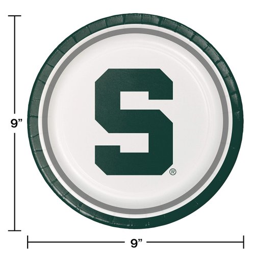 Creative Converting Michigan State University Dinner Paper Plates-8 Pcs, 8-Count, Multicolor