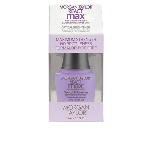Morgan Taylor Nail Lacquer REACTmax Optical Brightener Nail Strengthener and Extended Wear Base Coat, Base Coat For Nails, Long Lasting Nail Polish, Strengthening Base Coat, 0.5 oz.